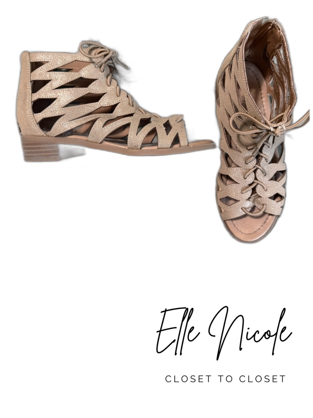 KIDS Lace-Up Sandals |Gold Shimmer| NEW Without Tags